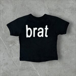 Charlie XCX Brat Size Medium Y2K Women's Crop Baby Top Black T-Shirt